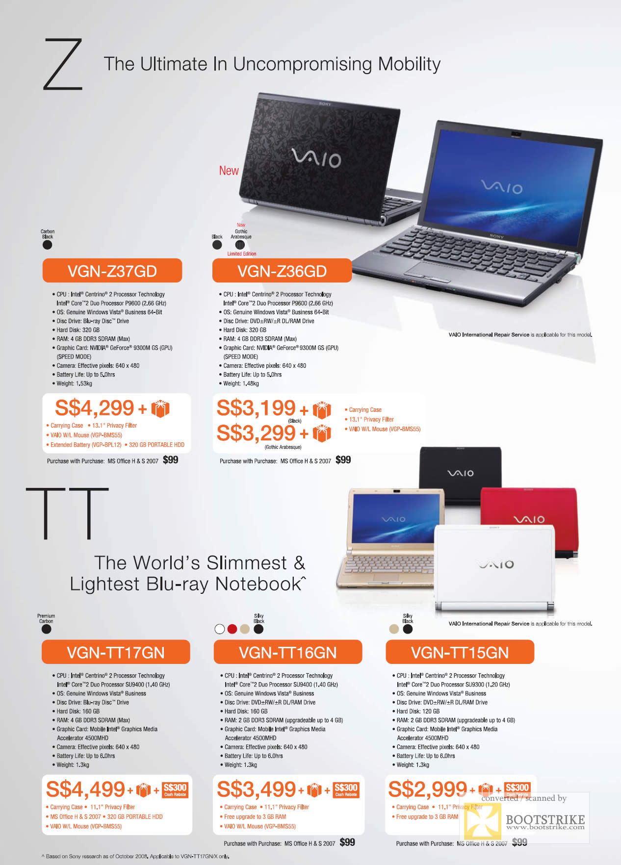 IT Show 2009 price list image brochure of Sony Vaio Z Vaio TT