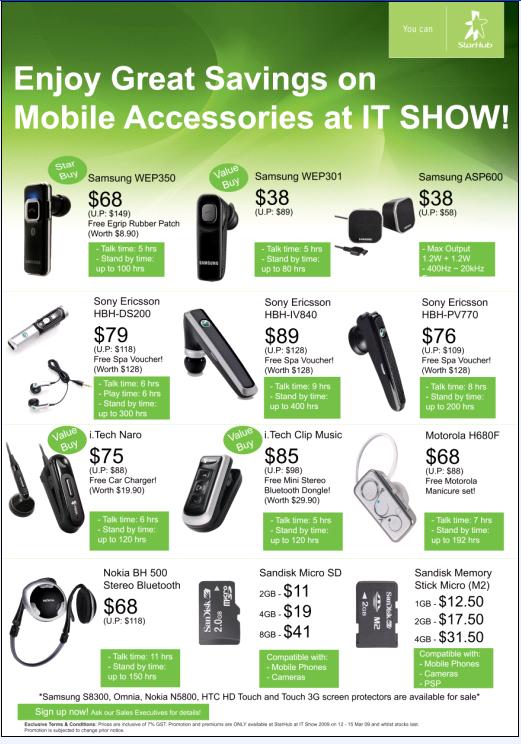 IT Show 2009 price list image brochure of StarHub Accessories