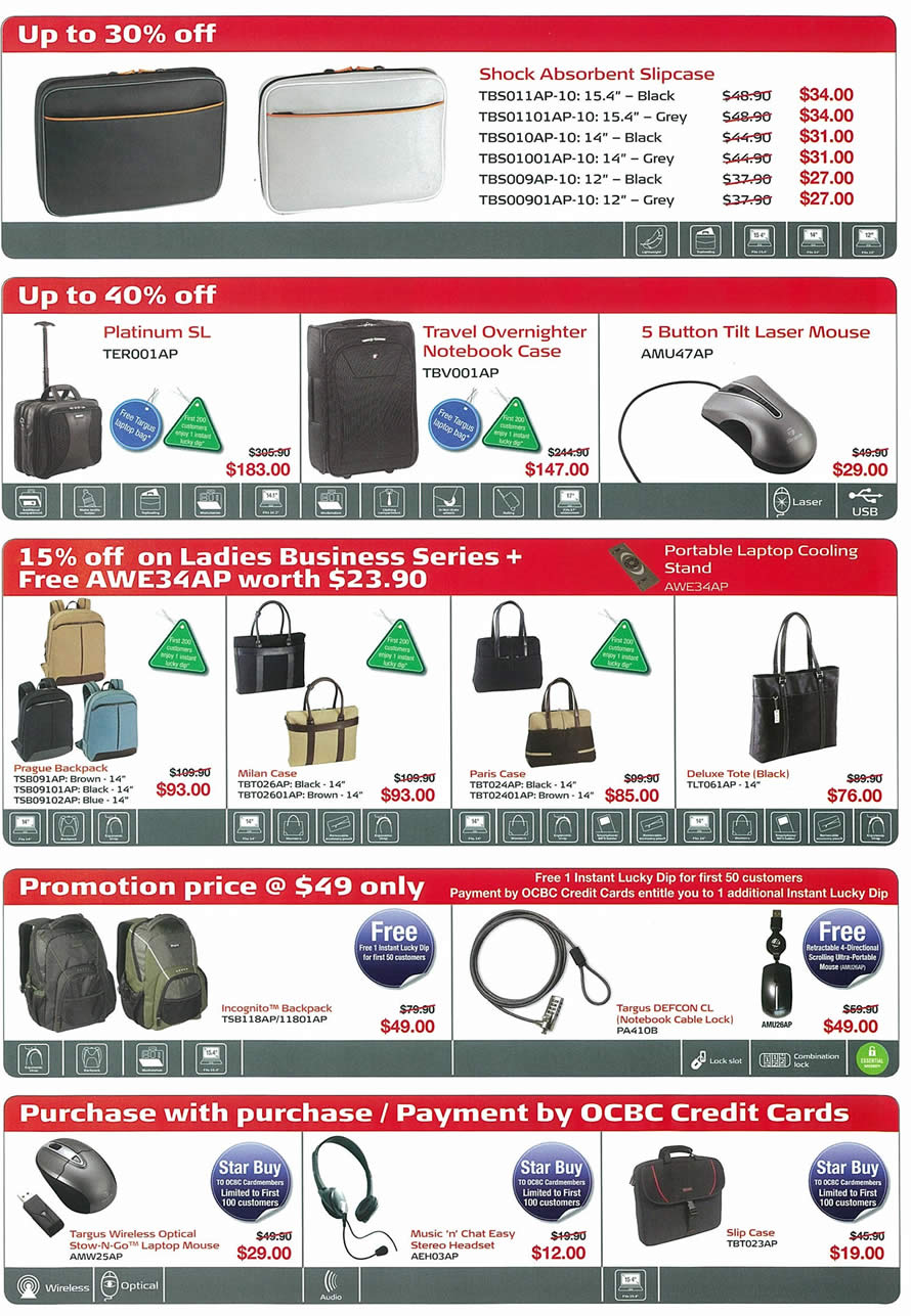 IT Show 2009 price list image brochure of Targus Bags Cases Tclong