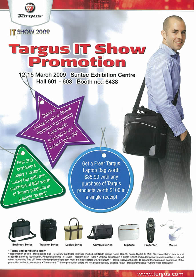 IT Show 2009 price list image brochure of Targus IT Show Promotion Tclong