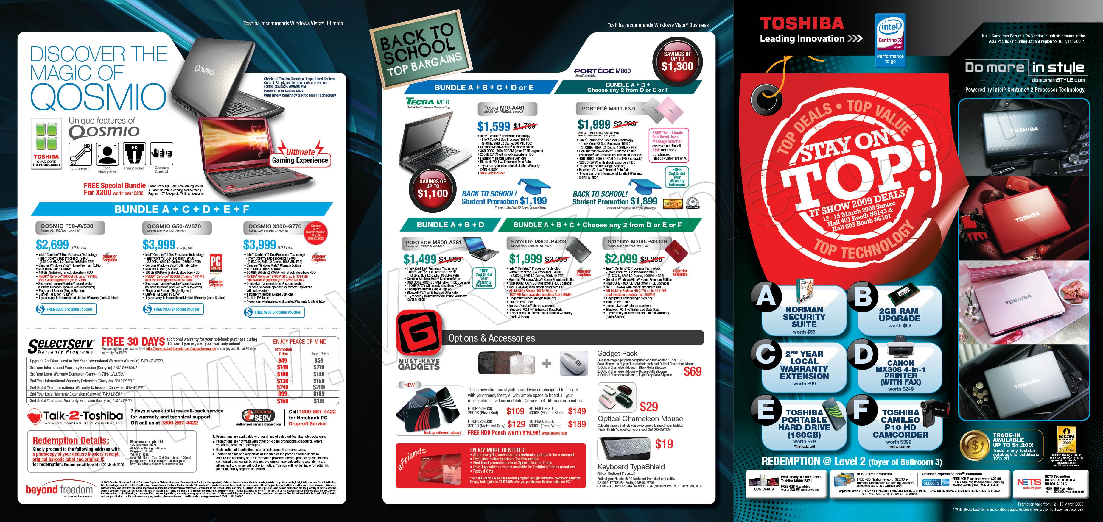 IT Show 2009 price list image brochure of Toshiba 1 Notebooks Tecra Portege Satellite VR-Zone