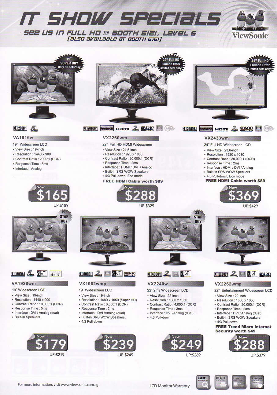 IT Show 2009 price list image brochure of Viewsonic LCD Monitors (coldfreeze)