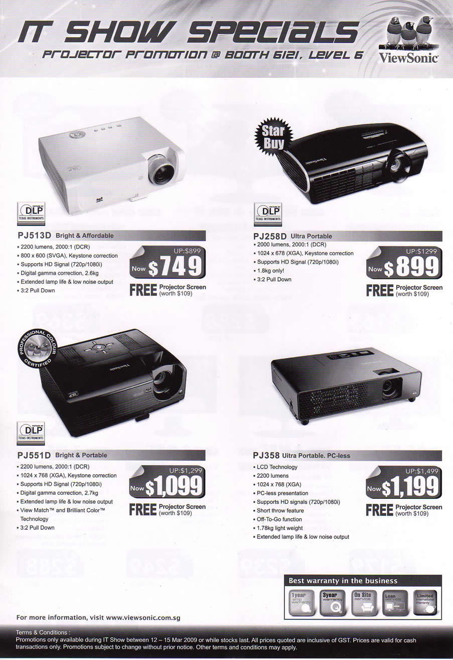 IT Show 2009 price list image brochure of Viewsonic Projectors (coldfreeze)