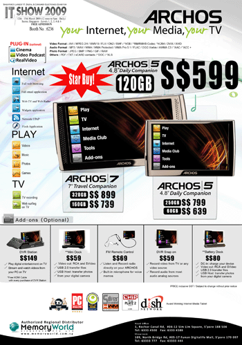 IT Show 2009 price list image brochure of Archos (coldfreeze)