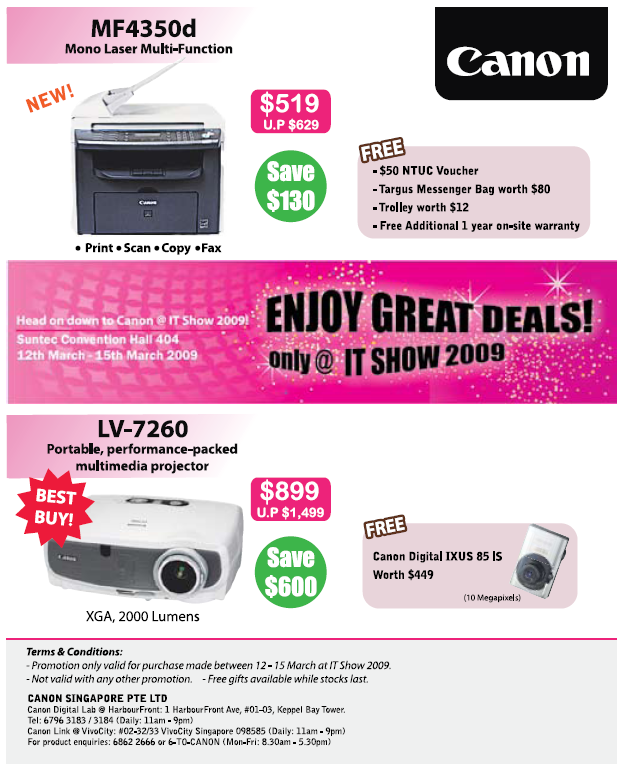 IT Show 2009 price list image brochure of Canon Today Promo (coldfreeze)