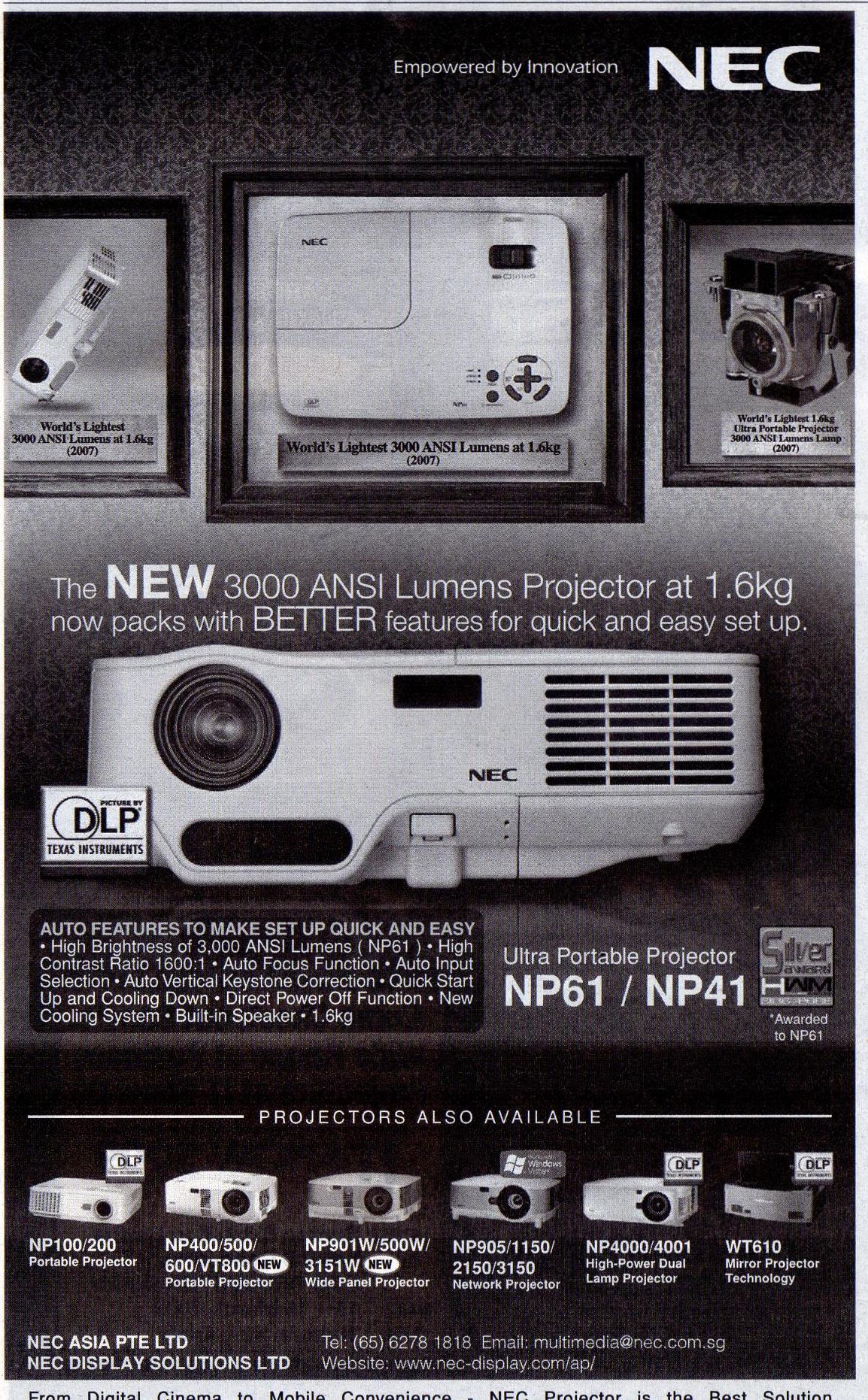 IT Show 2009 price list image brochure of Nec Projectors (coldfreeze)
