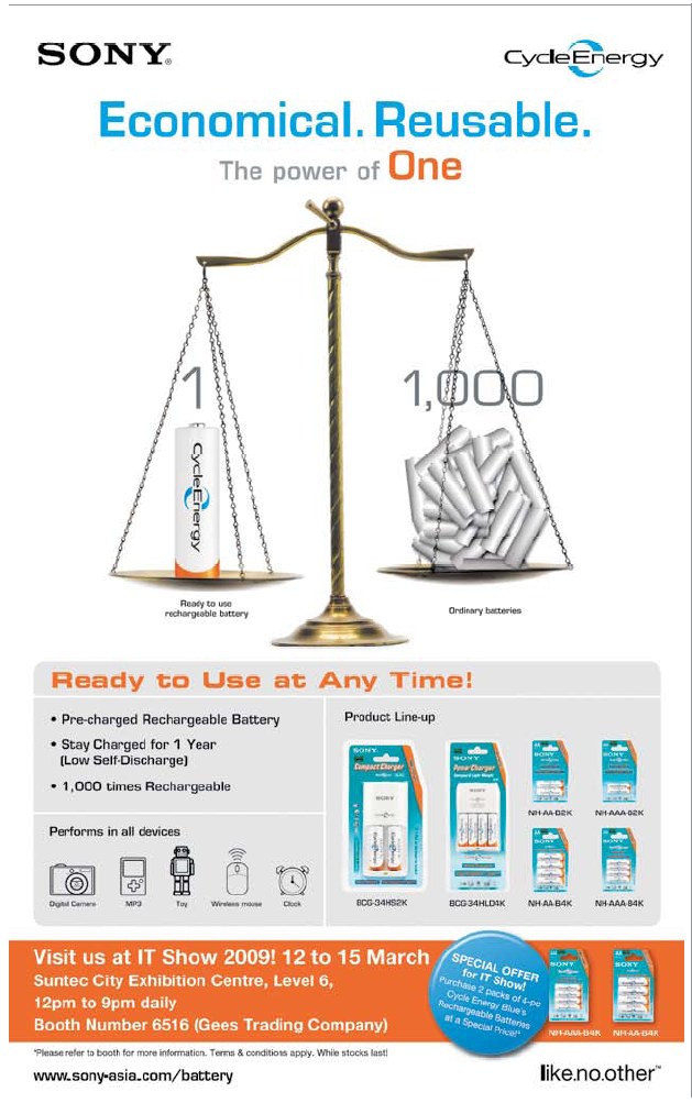 IT Show 2009 price list image brochure of Sony Cyberenergy Battery (coldfreeze)