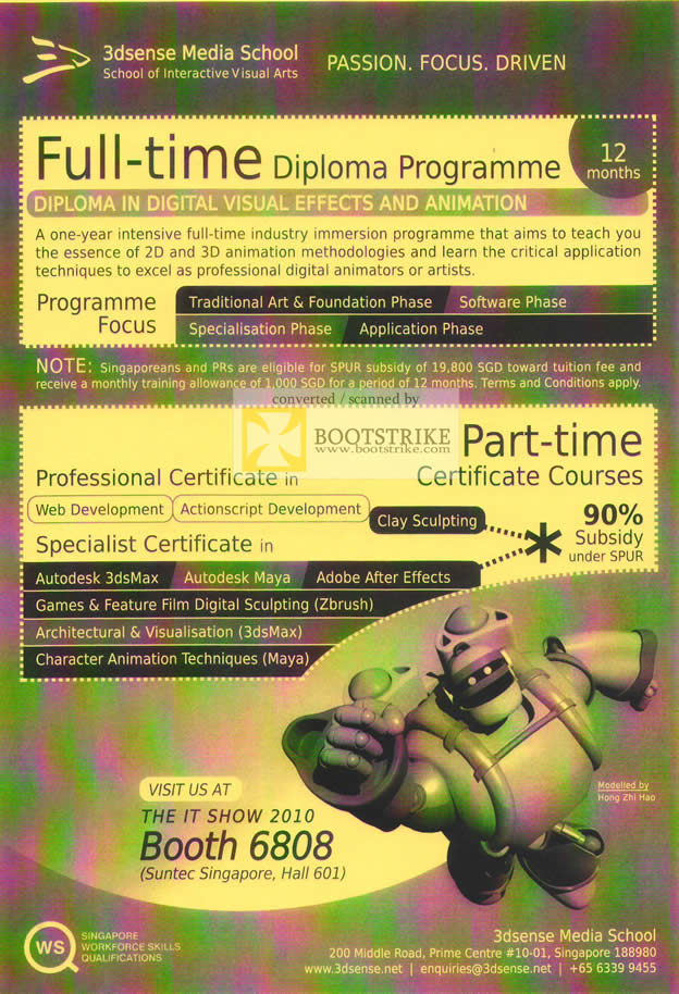 IT Show 2010 price list image brochure of 3dsense Diploma Programmes Digital Visual Effects Clay Scripting