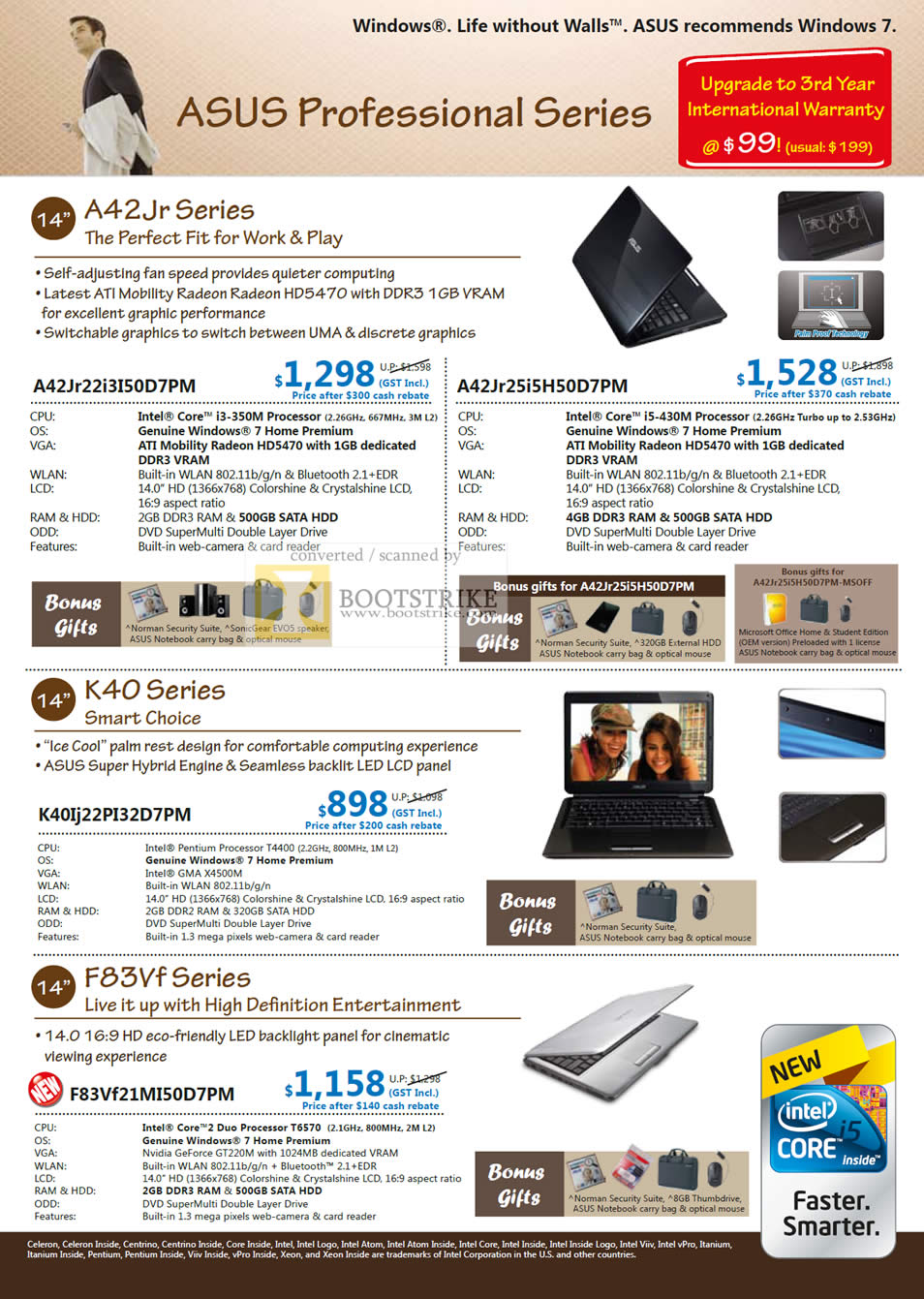 IT Show 2010 price list image brochure of ASUS Notebooks A42Jr K40 F83Vg Series