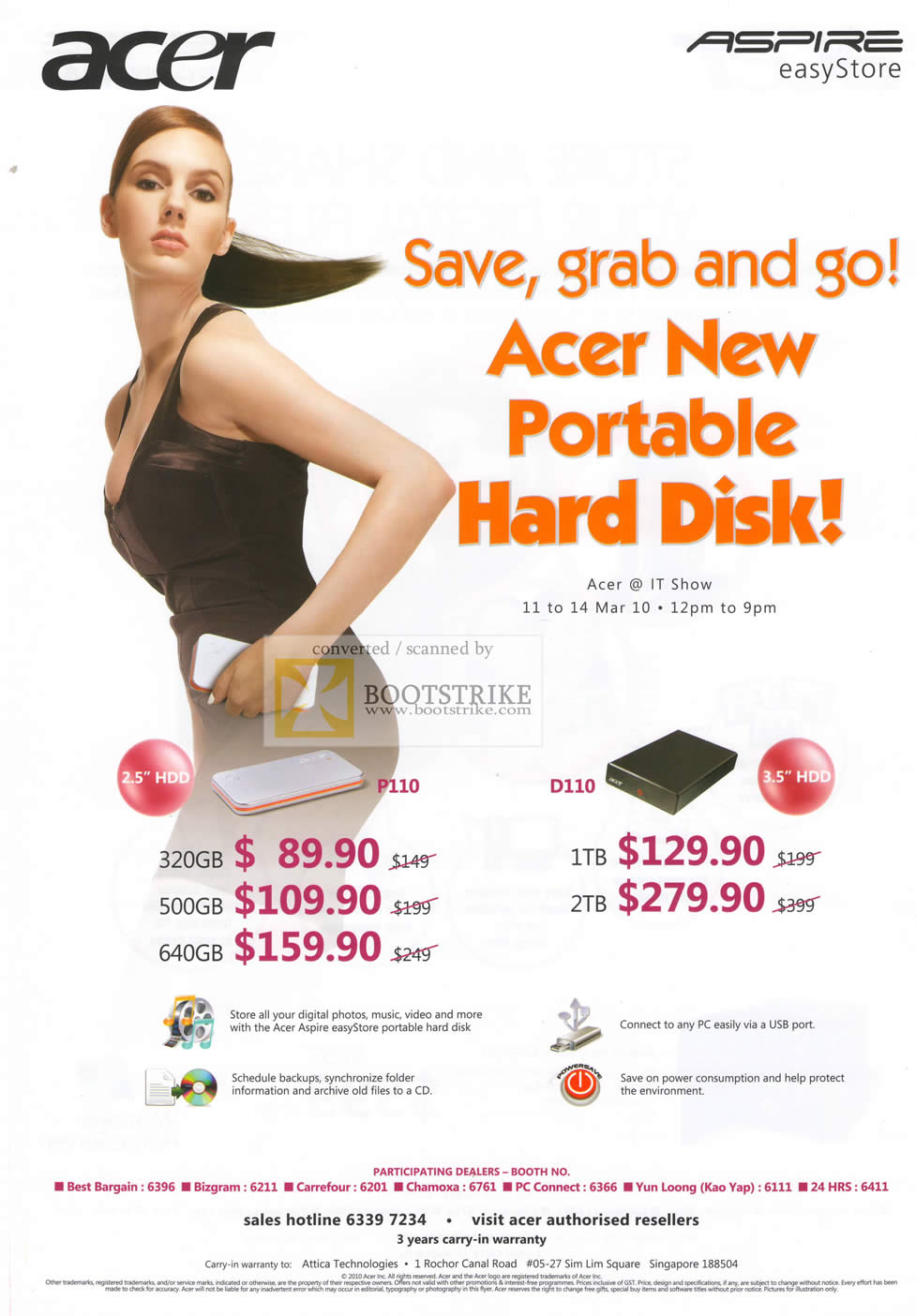 IT Show 2010 price list image brochure of Acer Aspire Easystore External Storage Drive P110 D110