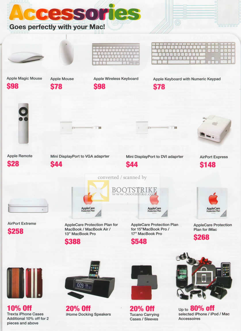 IT Show 2010 price list image brochure of Apple Accessories Juzz1 Magic Mouse Wireless Keyboard Remote AirPort AppleCare DisplayPort