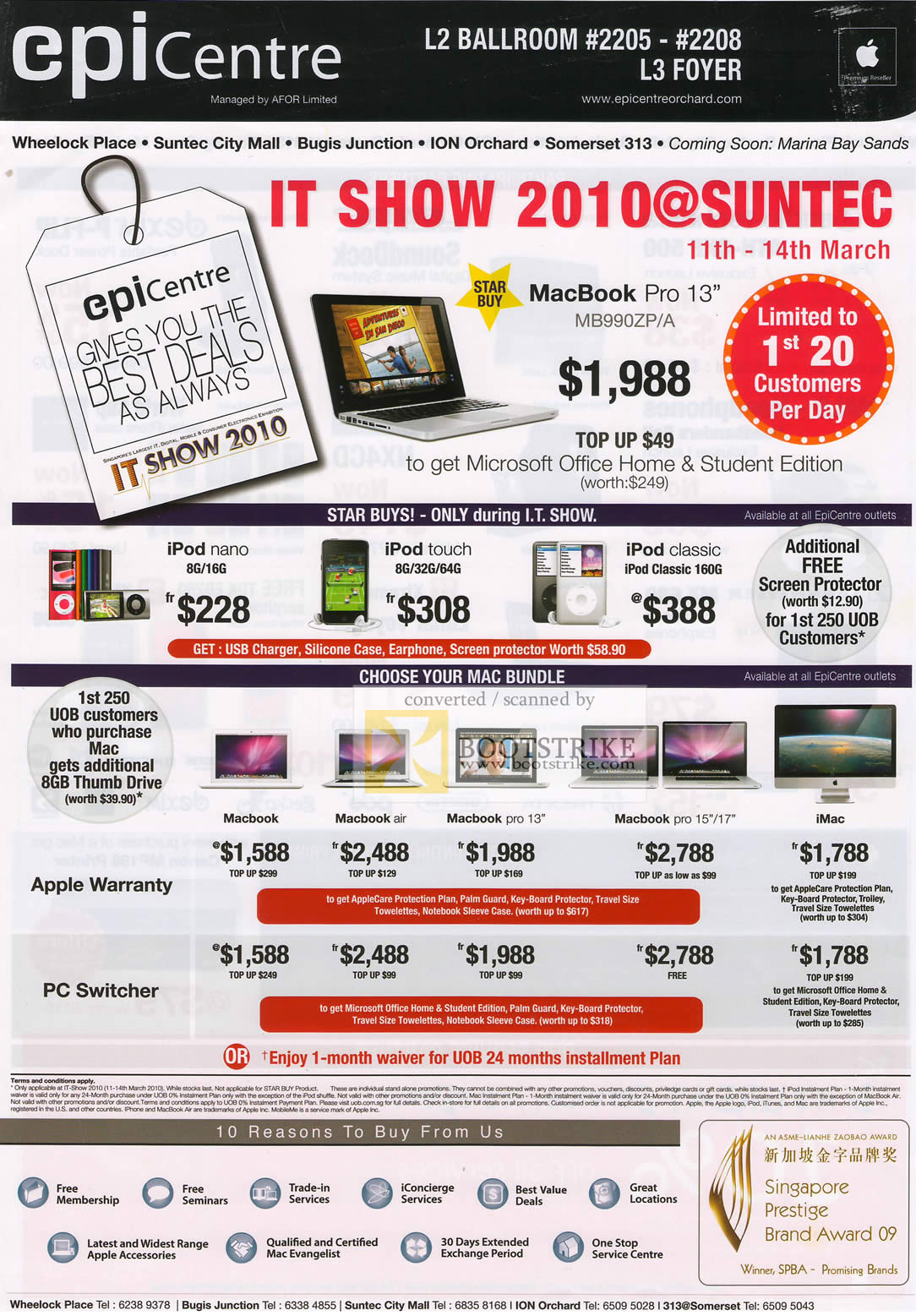 IT Show 2010 price list image brochure of Apple Epicentre MacBook Pro MB990ZP A IPod Nano Touch Classic Air IMac UOB
