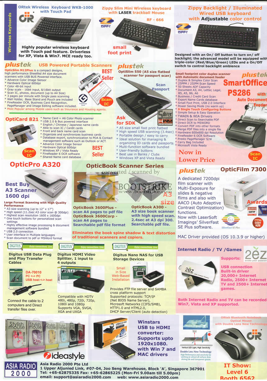 IT Show 2010 price list image brochure of Asia Radio Plustek Ortek Zippy OptiCard OptiBook OptiPro NAS HDMI Splitter