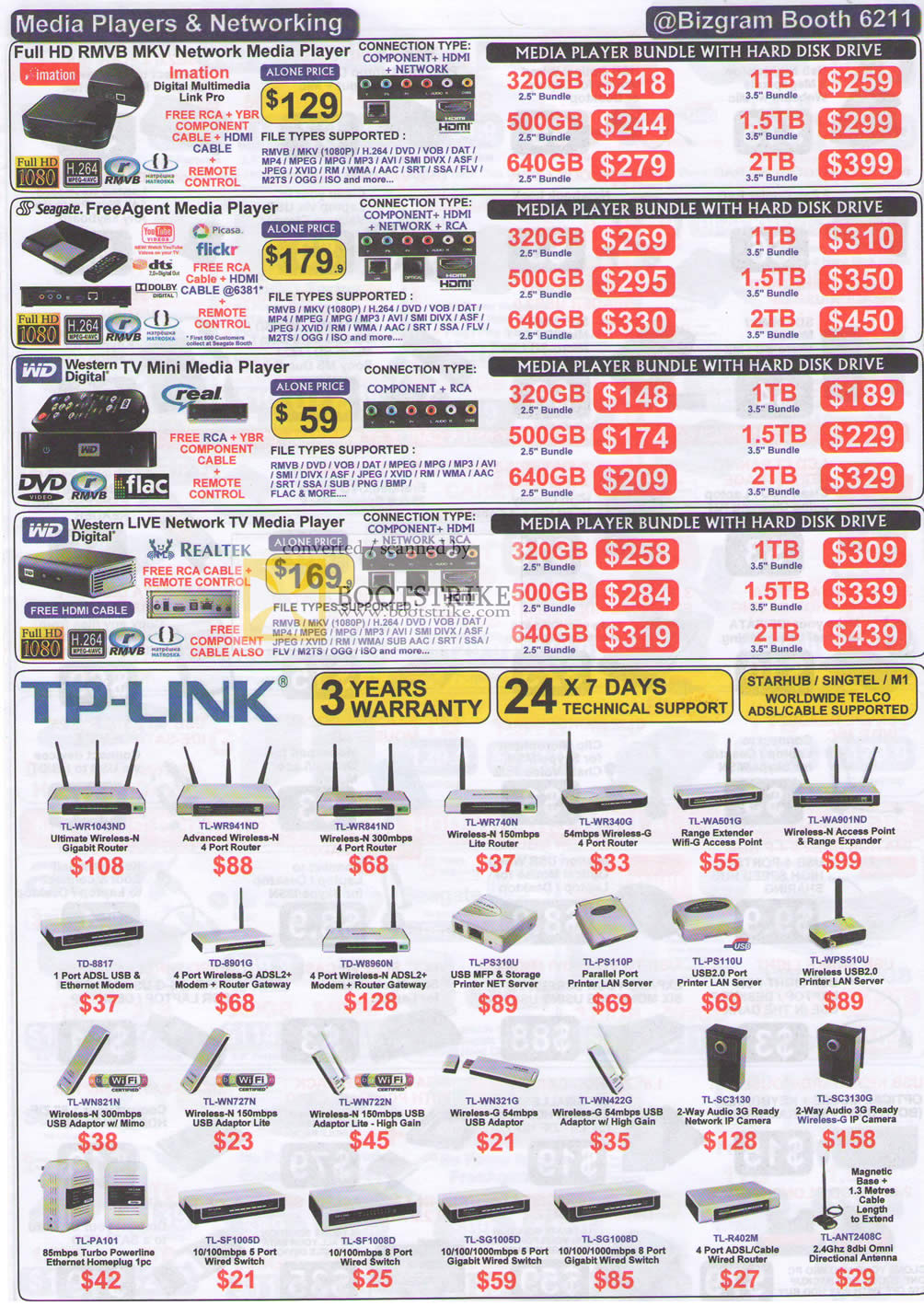 IT Show 2010 price list image brochure of Bizgram Media Players Imation Seagate WD TV Mini TP Link Router Switches Wireless LAN Powerline Server