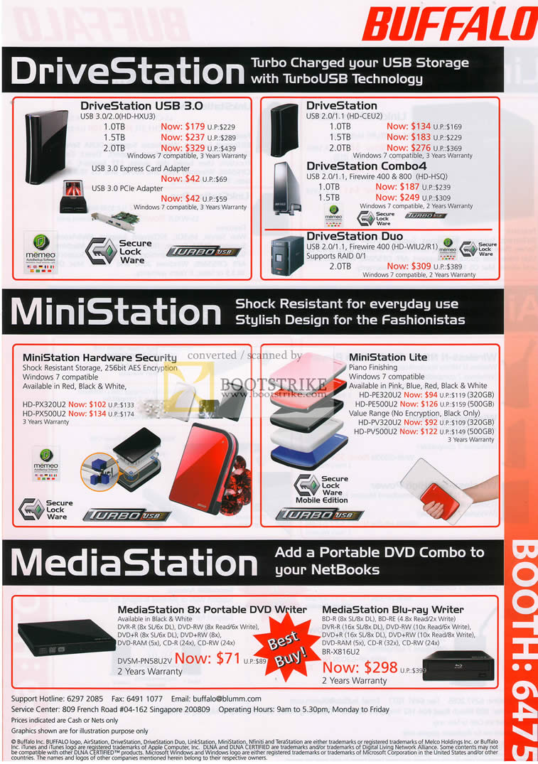 IT Show 2010 price list image brochure of Buffalo DriveStation MiniStation MediaStation USB Storage Hardware Security Portable DVD Writer Blu Ray Writer