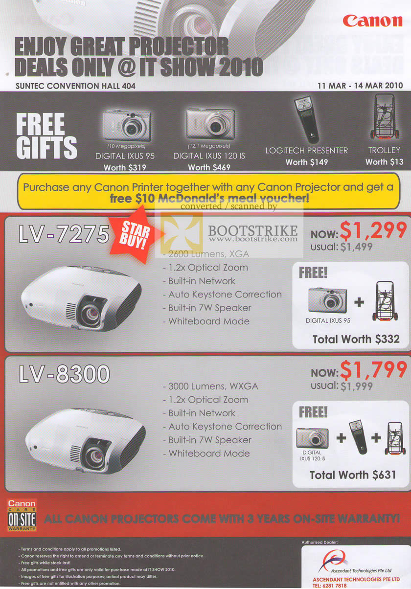 IT Show 2010 price list image brochure of Canon Projectors LV 7275 8300
