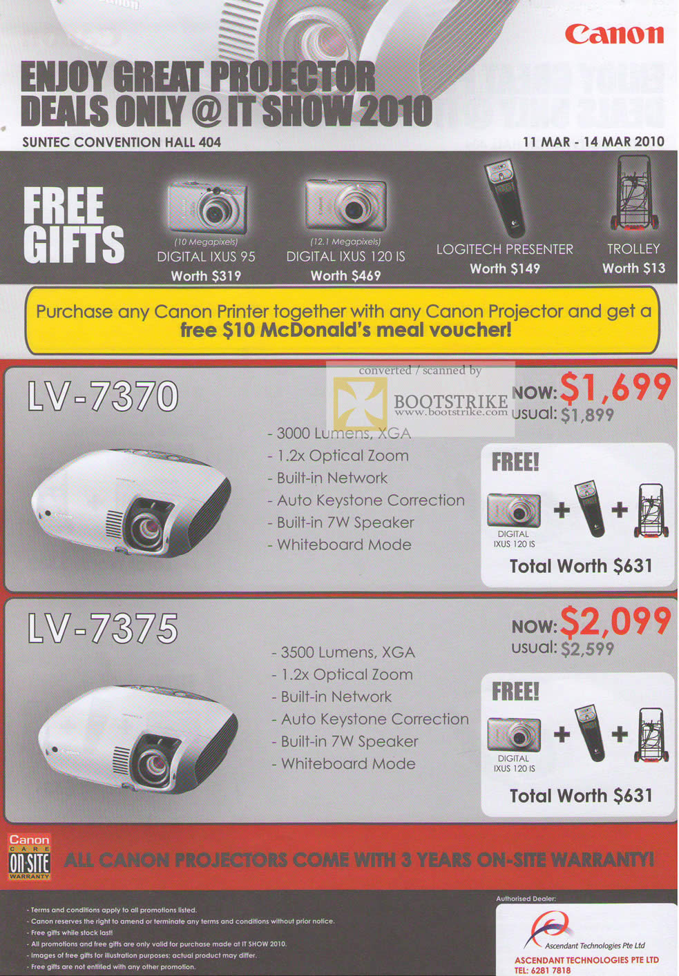 IT Show 2010 price list image brochure of Canon Projectors LV 7370 7375