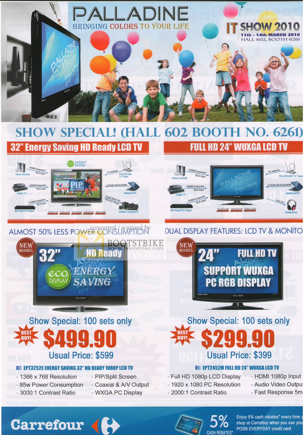 IT Show 2010 price list image brochure of Carrefour Palladine LCD TV EPT3252E EPT2452M