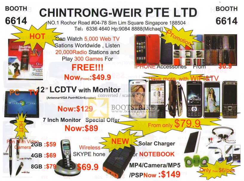 IT Show 2010 price list image brochure of Chintrong Weir Internet Radio LCD TV Monitor Wireless Skype Phone Solar Charger IPhone Casing