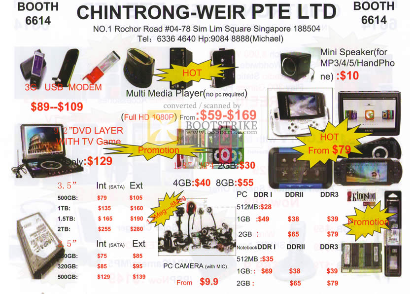 IT Show 2010 price list image brochure of Chintrong Weir Media Player DVD Player Hard Disk Memory Speaker 3G USB Modem