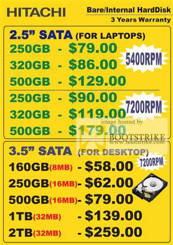 IT Show 2010 price list image brochure of Convergent Systems Hitachi Notebook Desktop Internal Harddisk SATA
