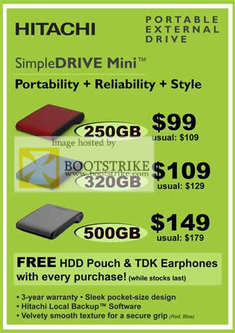 IT Show 2010 price list image brochure of Convergent Systems Hitachi SimpleDrive Mini External Storage Drive
