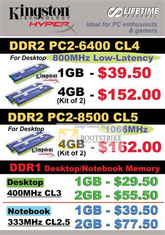 IT Show 2010 price list image brochure of Convergent Systems Kingson DDR2 PC2 Desktop Memory DDR1 Notebook Memory