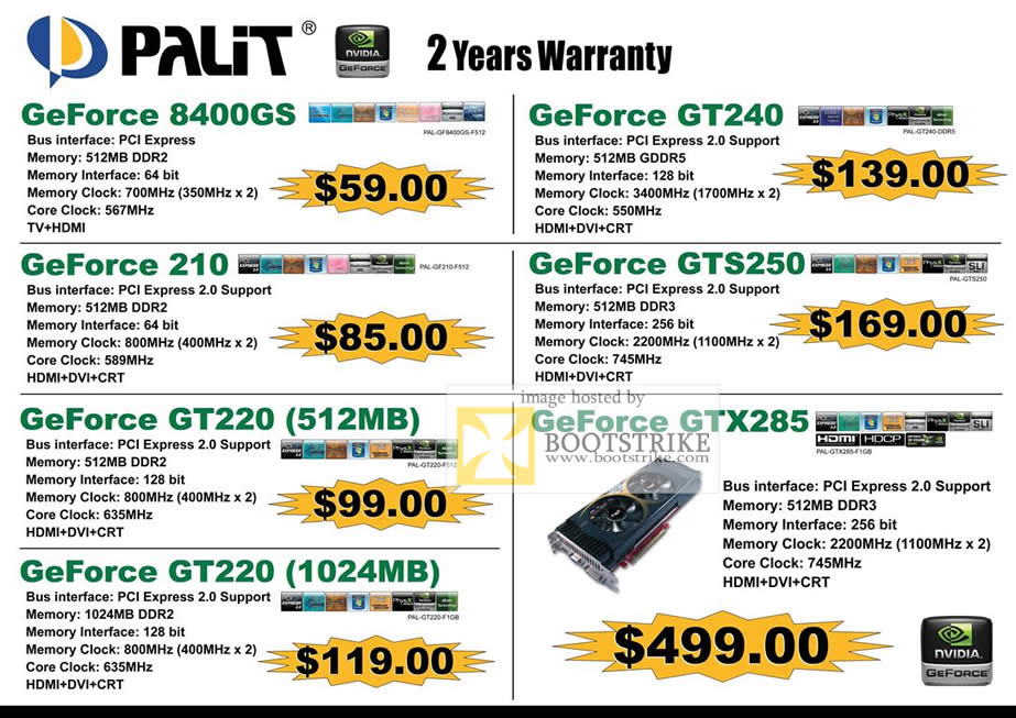 IT Show 2010 price list image brochure of Convergent Systems Palit NVidia Geforce 8400GS 210 GT220 GT240 GTS250 GTX285