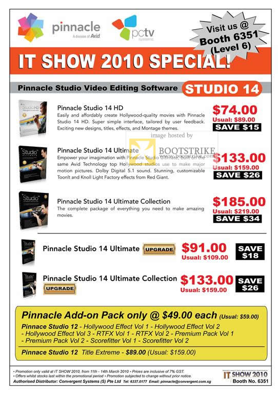 IT Show 2010 price list image brochure of Convergent Systems Pinnacle Studio 14 Software