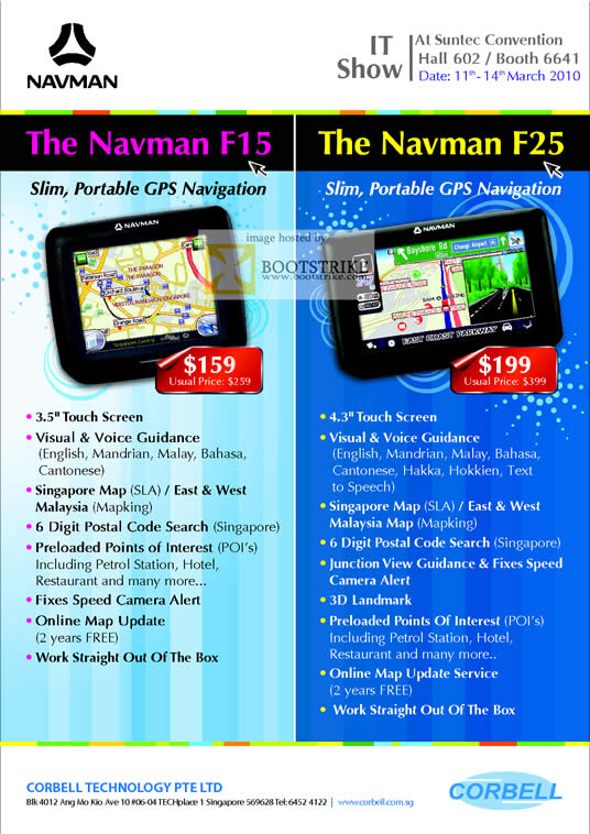 IT Show 2010 price list image brochure of Corbell Navman F15 F25 GPS Navigation System