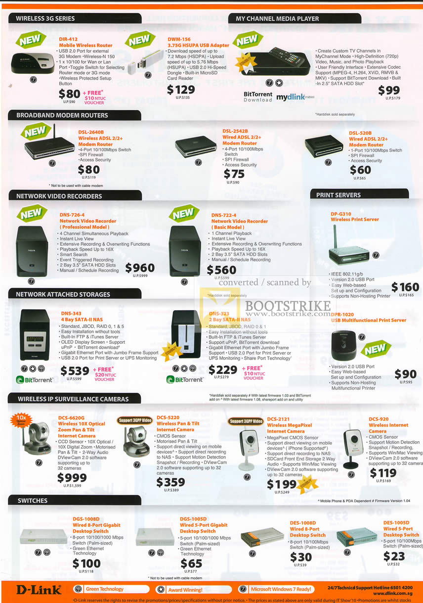 IT Show 2010 price list image brochure of D Link Wireless 3G DIR 412 DWM 156 Media Player Router DSL Network Video Recorders NAS Print Server Wireless Camera Switches