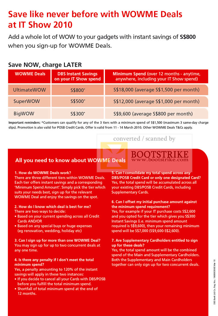 IT Show 2010 price list image brochure of DBS Card WowMe Deals Savings BigWOW SuperWOW UltimateWOW