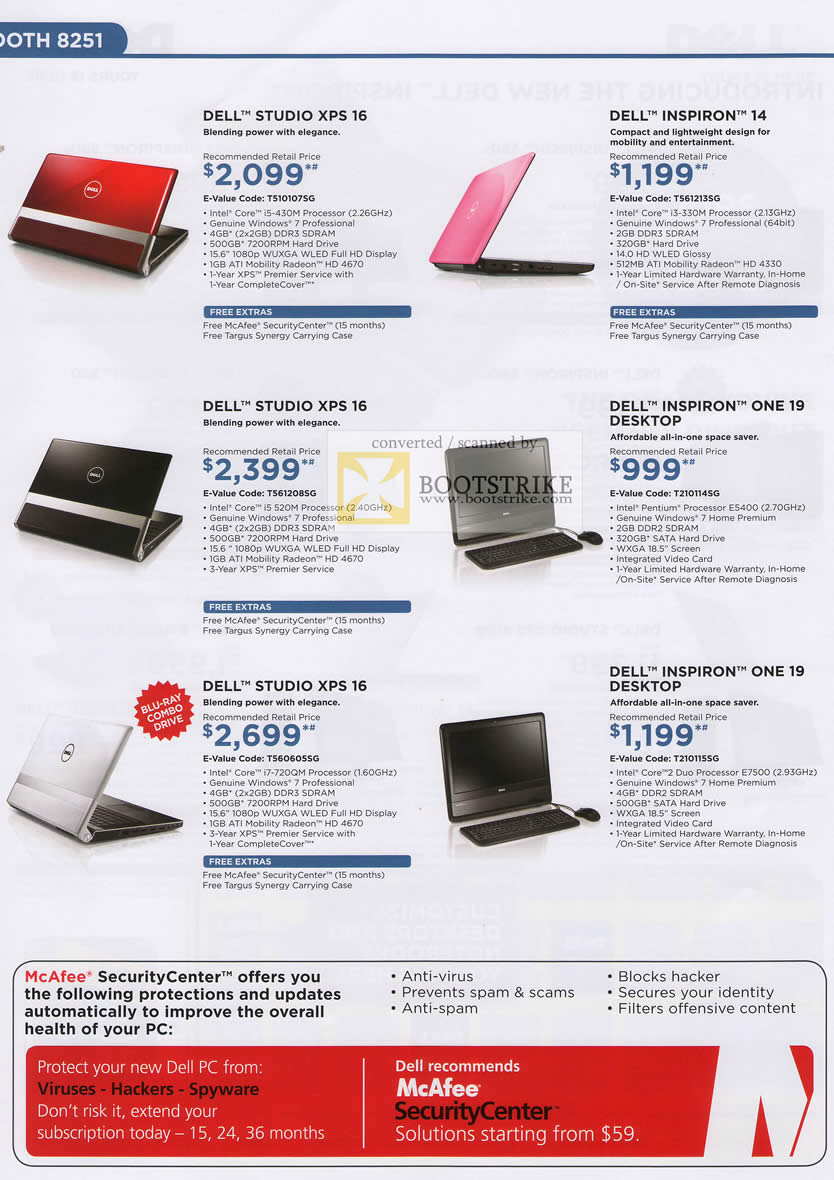 IT Show 2010 price list image brochure of Dell Notebooks Desktops Studio XPS 16 Inspiron 14 One 19 Desktop