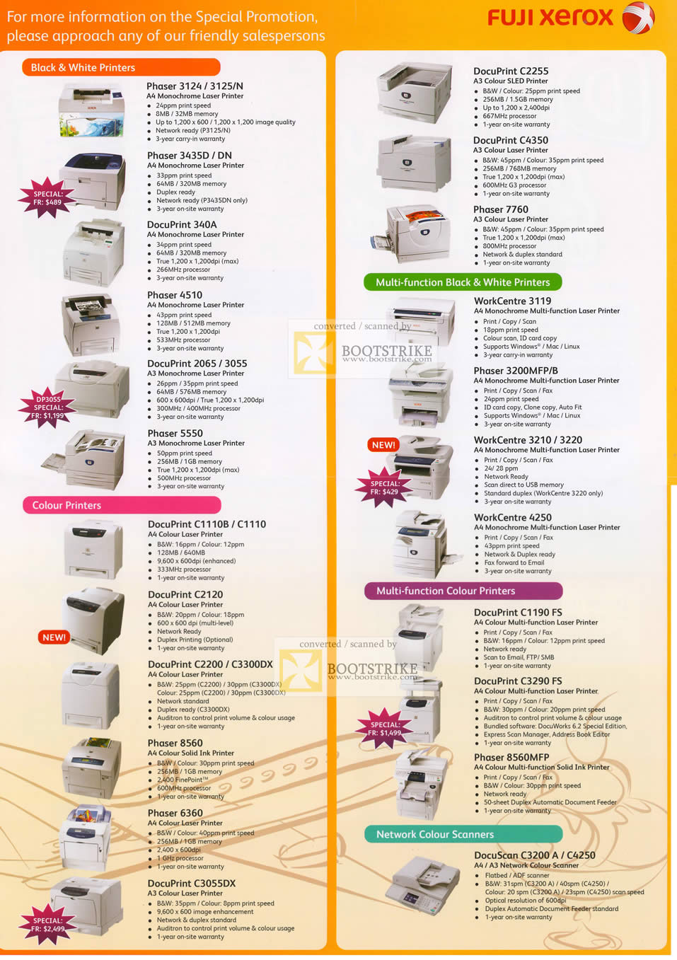 IT Show 2010 price list image brochure of Fuji Xerox Printers Range Phaser Laser DocuPrint WorkCentre Colour Multi Function Network Scanners