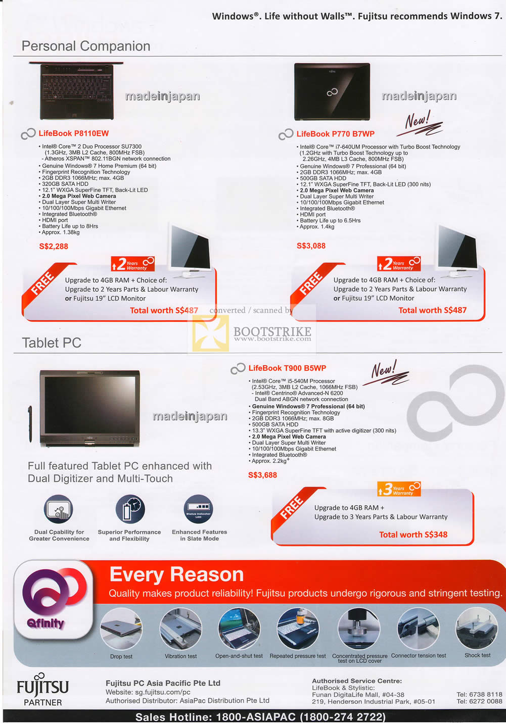 IT Show 2010 price list image brochure of Fujitsu Notebooks LifeBook P8110EW P770 B7WP Tablet PC T900 B5WP