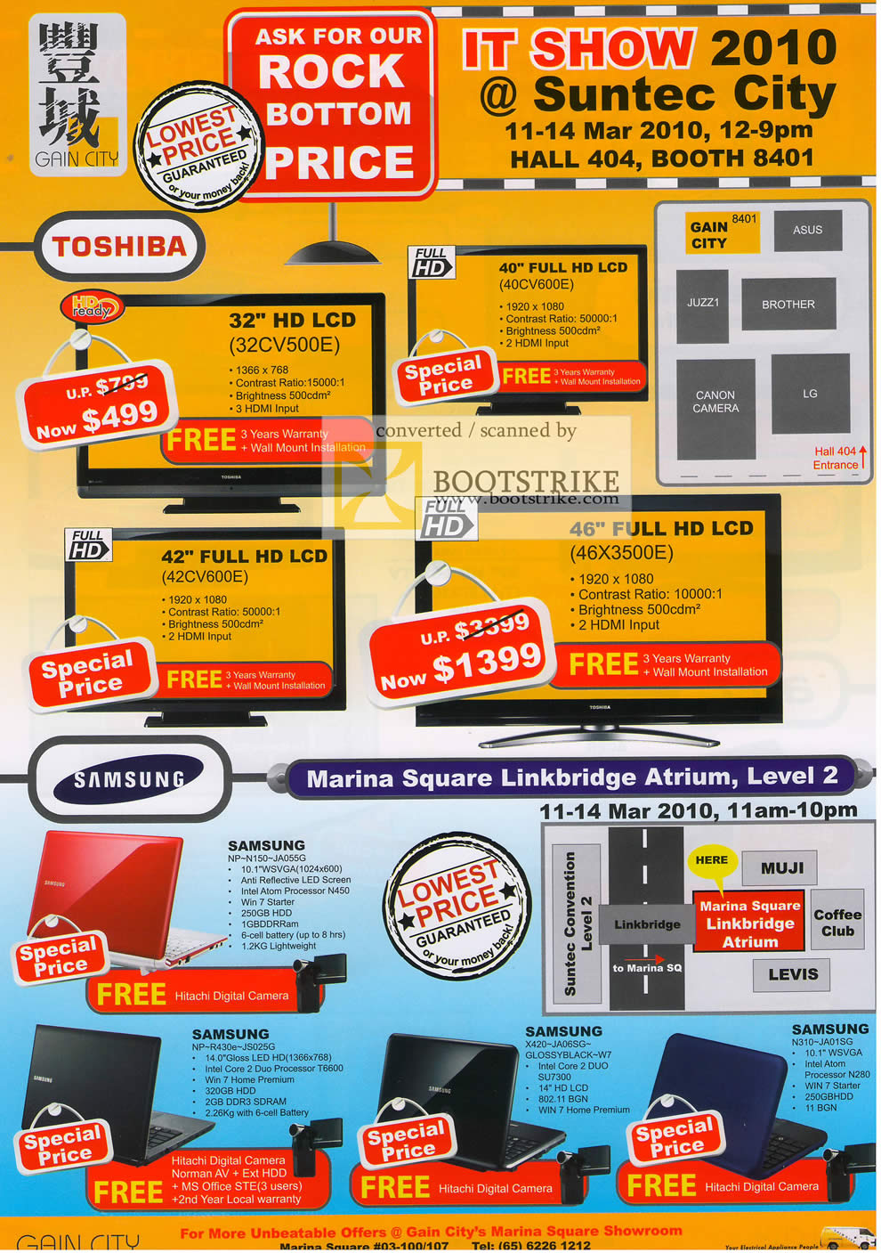 IT Show 2010 price list image brochure of Gain City LCD TV Toshiba Samsung Notebooks NP N150 JA055G R430e JS025G X420 JA06SG N310 JA01SG