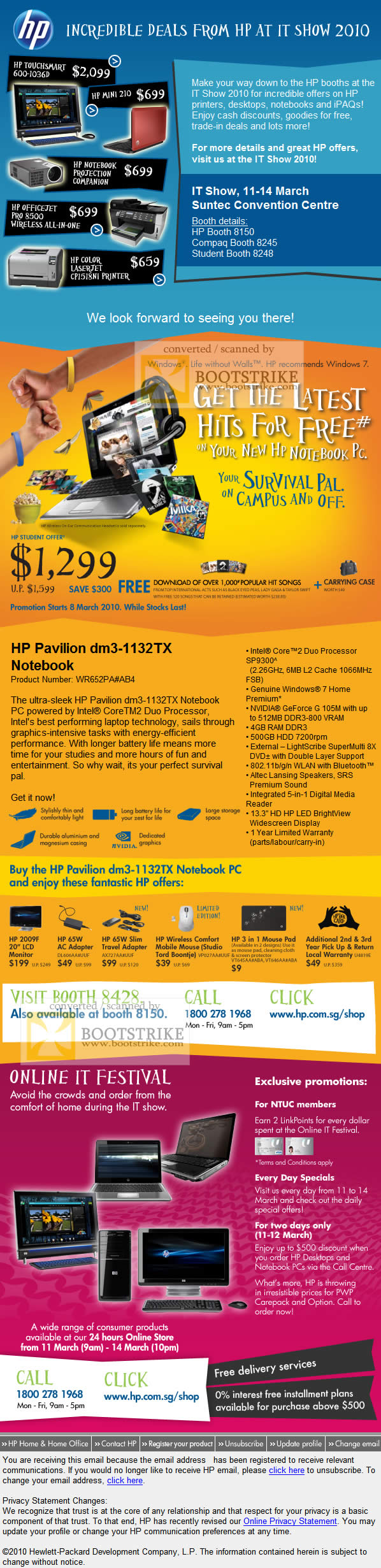 IT Show 2010 price list image brochure of HP Touchsmart Mini Notebook PC Projector Officejet LaserJet Pavilion DM3 1132TX
