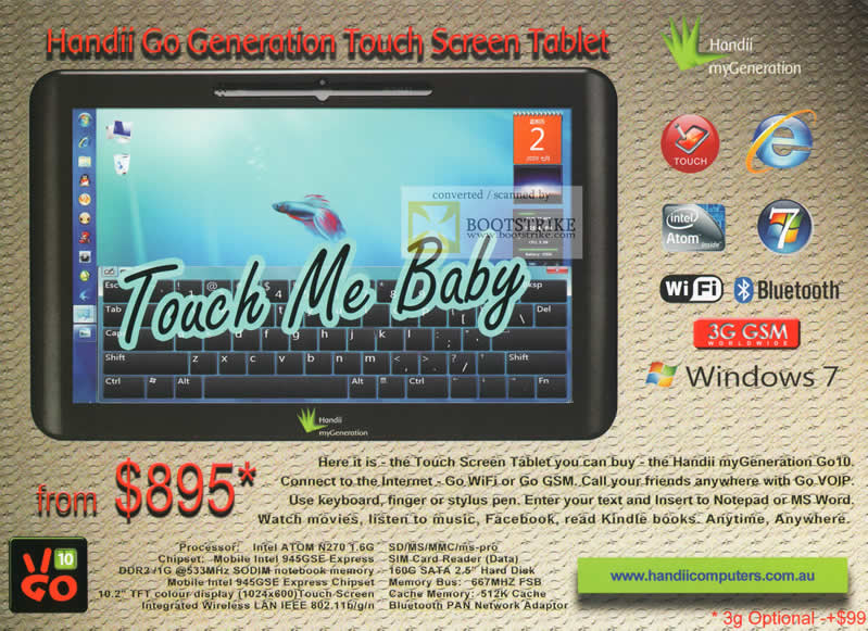 IT Show 2010 price list image brochure of Handii Go Touch Screen Tablet