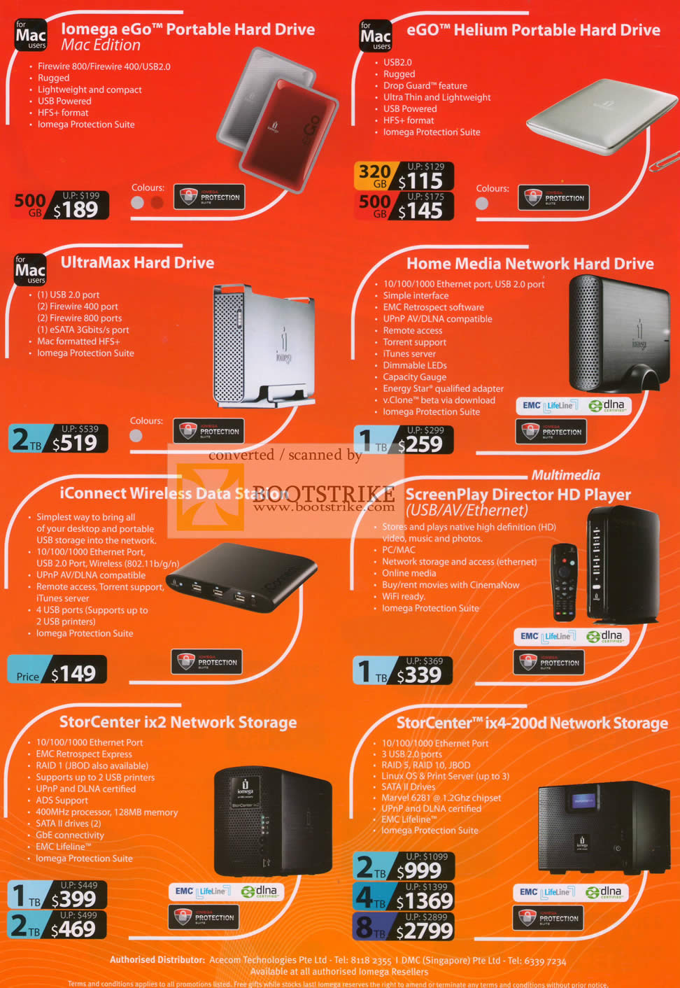 IT Show 2010 price list image brochure of Iomega EGo Portable External Storage Helium UltraMax NAS IConnect ScreenPlan Director StorCenter Media Player