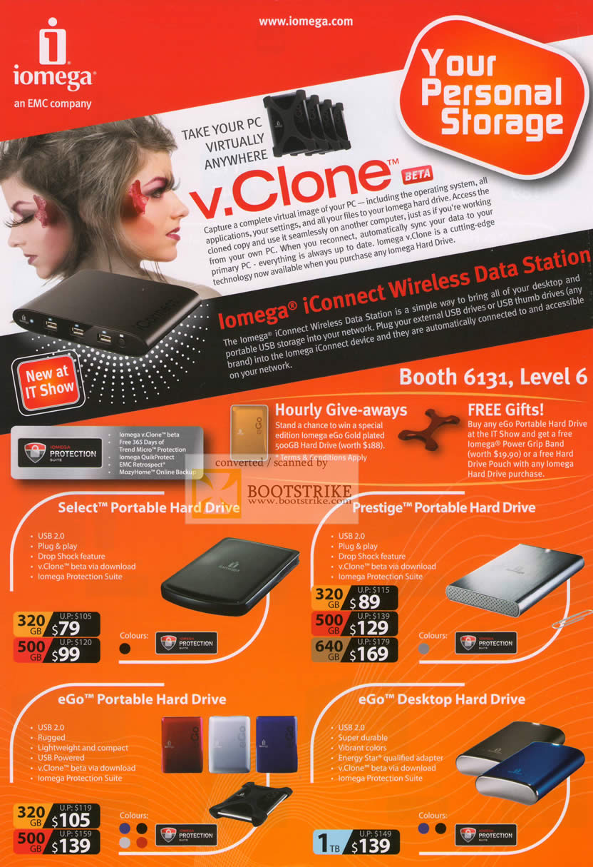 IT Show 2010 price list image brochure of Iomega V Clone IConnect Wireless Data Station External Storage Drive Select Portable Prestige EGo Desktop