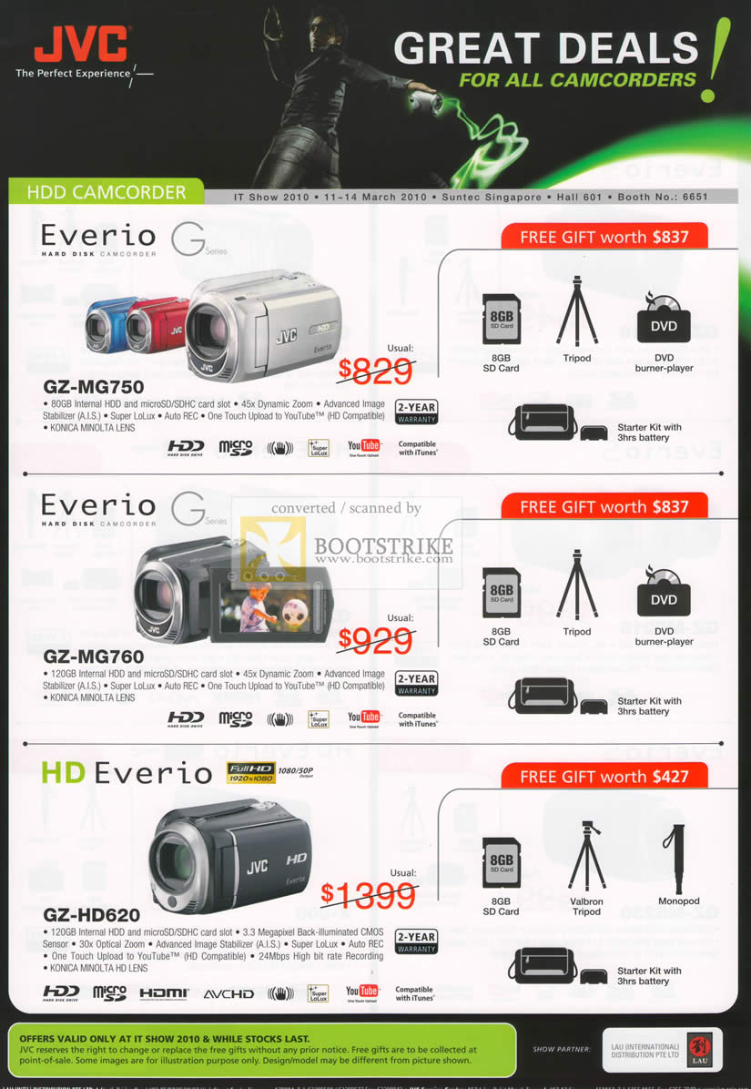 IT Show 2010 price list image brochure of JVC Camcorders Everio G GZ MG750 MG760 HD620