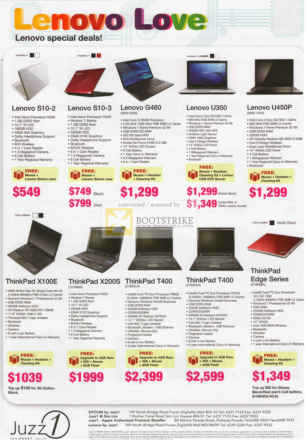 IT Show 2010 price list image brochure of Juzz1 Lenovo Netbooks S10 G460 U350 U450P ThinkPad X100E X200S T400 Edge