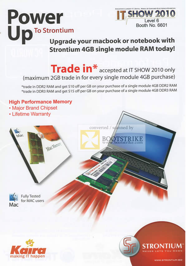 IT Show 2010 price list image brochure of Kaira Strontium Memory RAM Trade In Offer