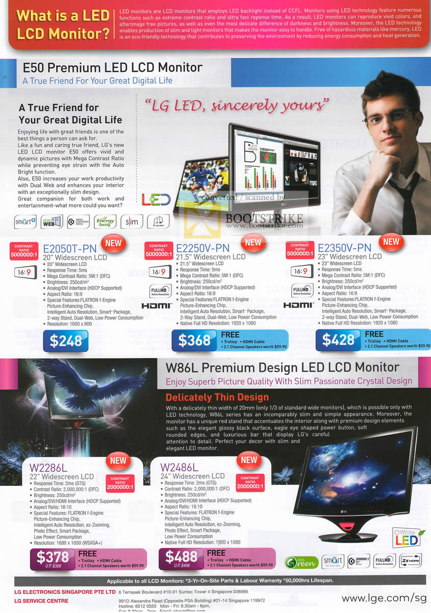 IT Show 2010 price list image brochure of LG E50 LCD Monitor LED E2050T PN E2250V E2350V W86L W2286L W2486L