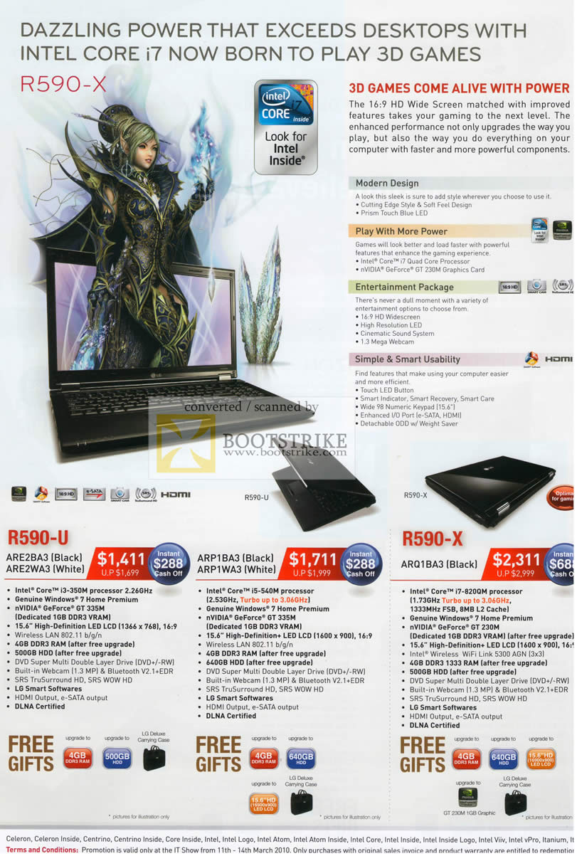 IT Show 2010 price list image brochure of LG Notebooks R590 U ARE2 BA3 WA3 ARP1 X ARQ1