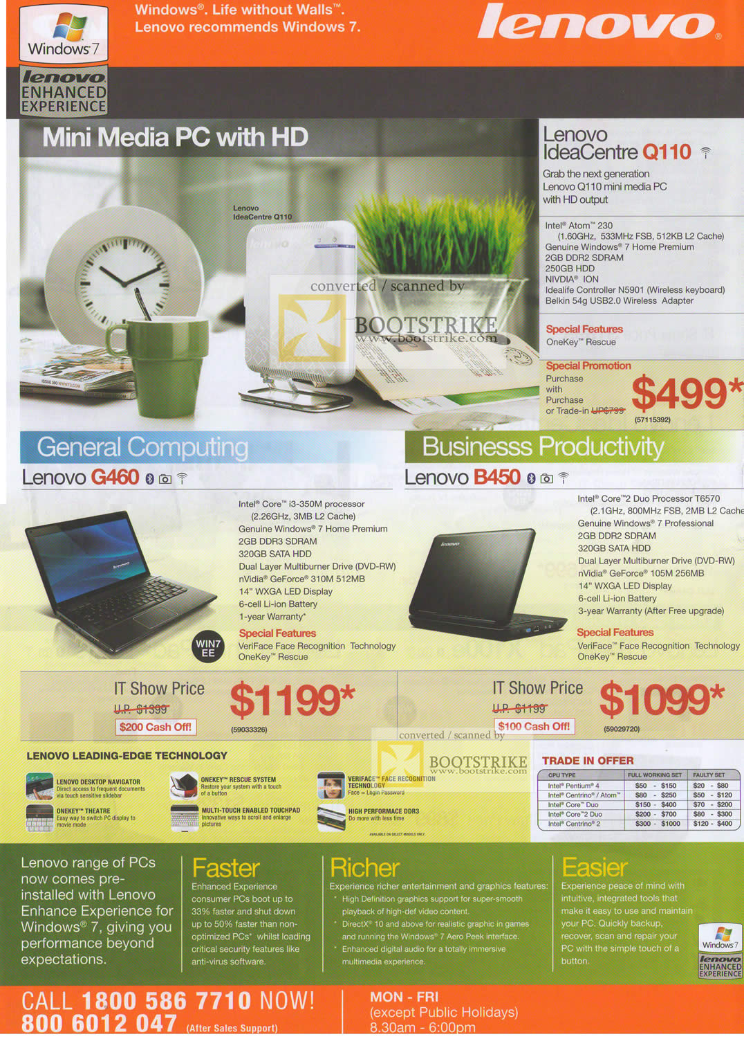 IT Show 2010 price list image brochure of Lenovo Desktops Notebooks Mini Media PC IdeaCentre Q110 G460 B450