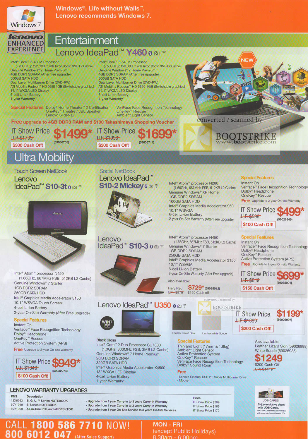 IT Show 2010 price list image brochure of Lenovo Notebooks Netbook IdeaPad Y460 S10 3t 2 Mickey U350