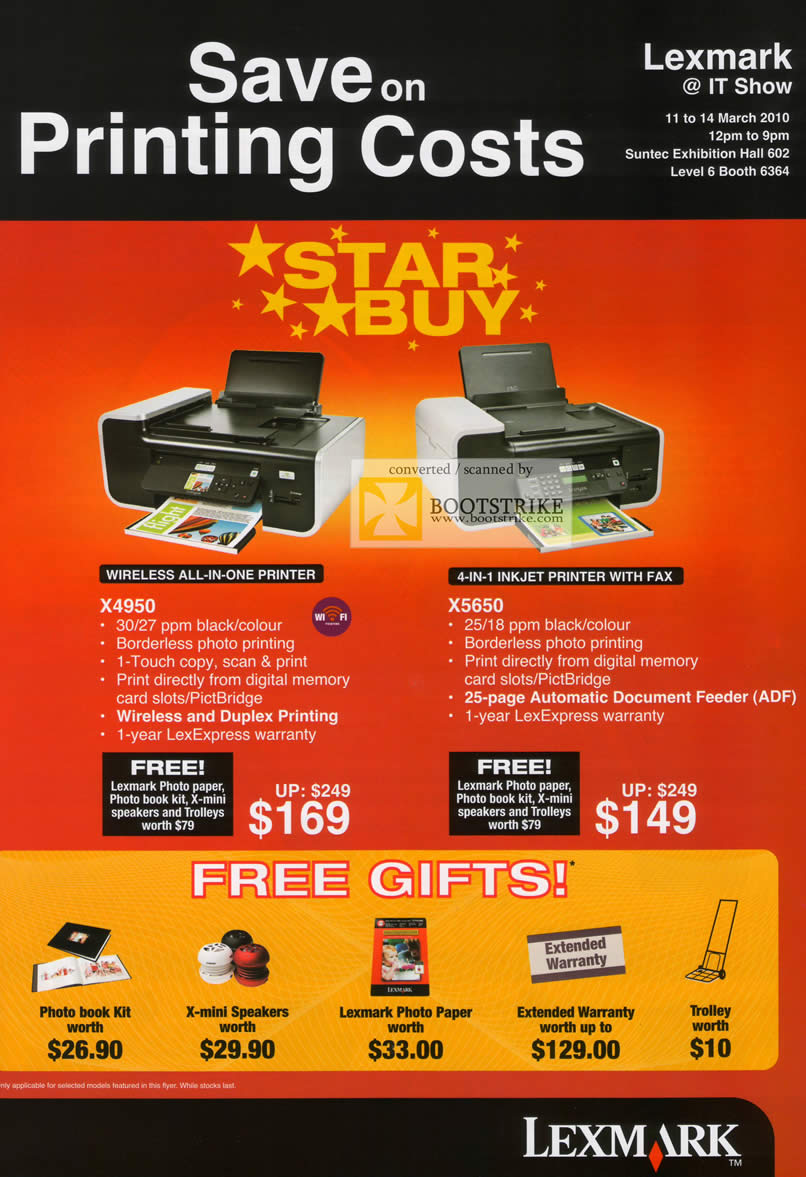 IT Show 2010 price list image brochure of Lexmark Printers Wireless Inkjet X4950 X5650