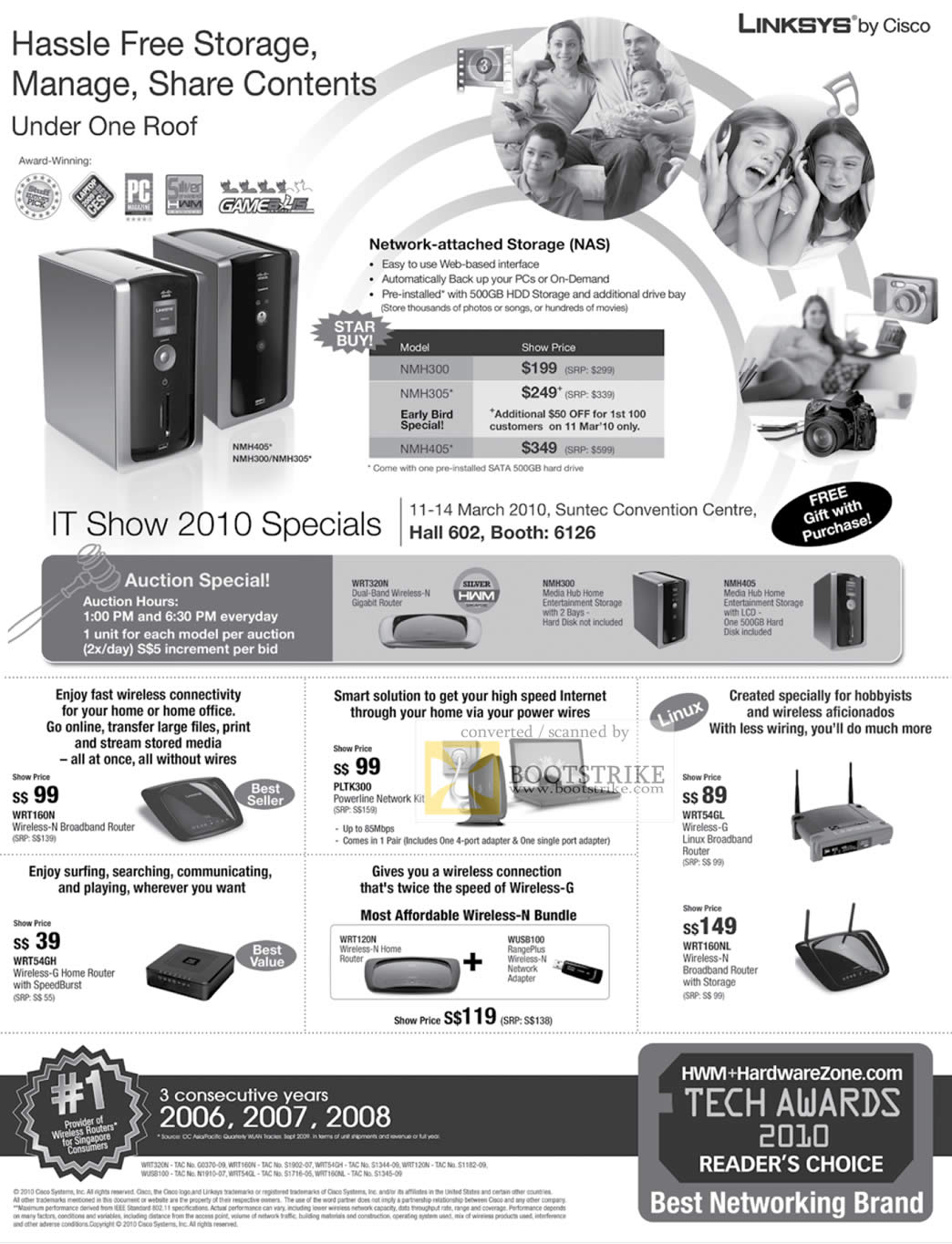 IT Show 2010 price list image brochure of Linksys NAS NMH405 NMH300 NMH305 Router WRT160N Powerline PLTK300 WRT54GH WRT54GL WRT160NL Wireless N