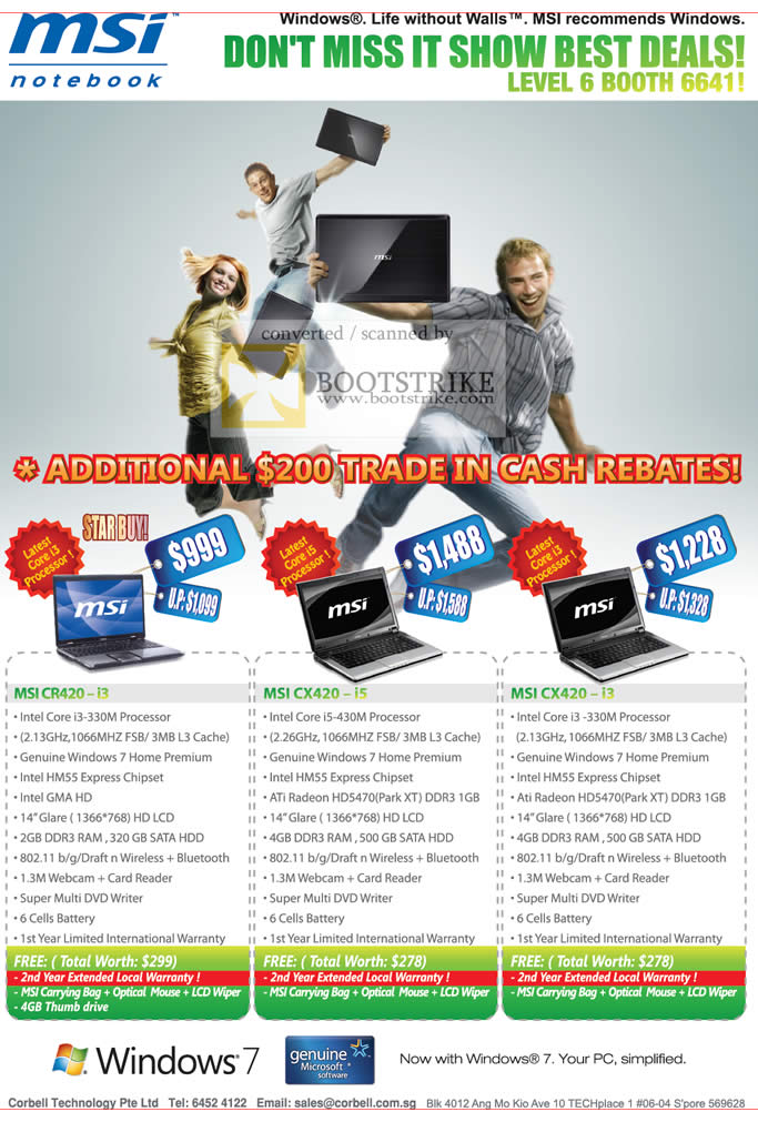 IT Show 2010 price list image brochure of MSI CR420 I3 I5 Notebooks
